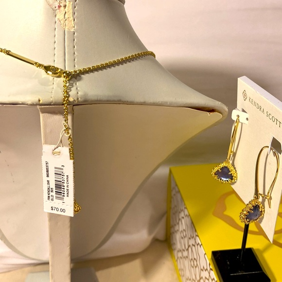 Kendra Scott Set Framed Kendall Necklace & Earrings NWT Lavender Illusion - Picture 7 of 9